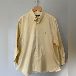 Ralph Lauren Butter Yellow Flesh Pony Button Down size 17 1/2 32/33 100% Cotton